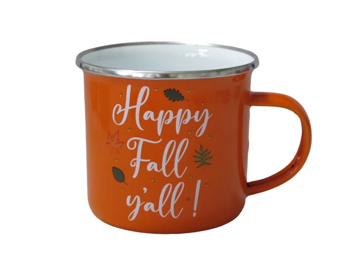 Glazed Enamel Mug With Silver Edge